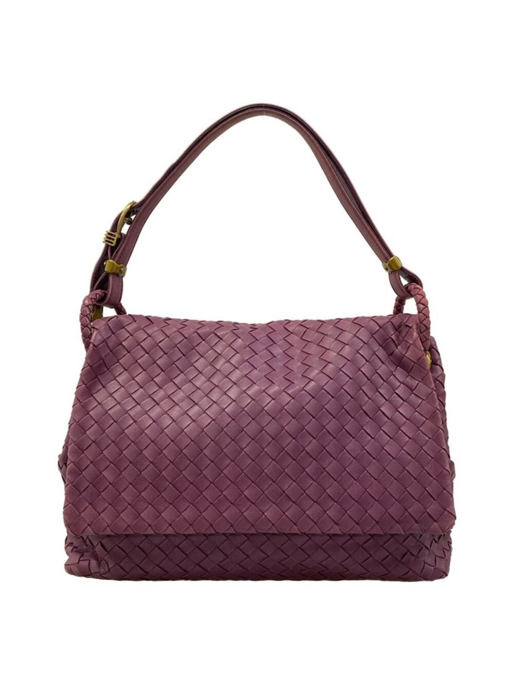 Bottega Veneta Shoulder Bag Intrecciato Purple Leather